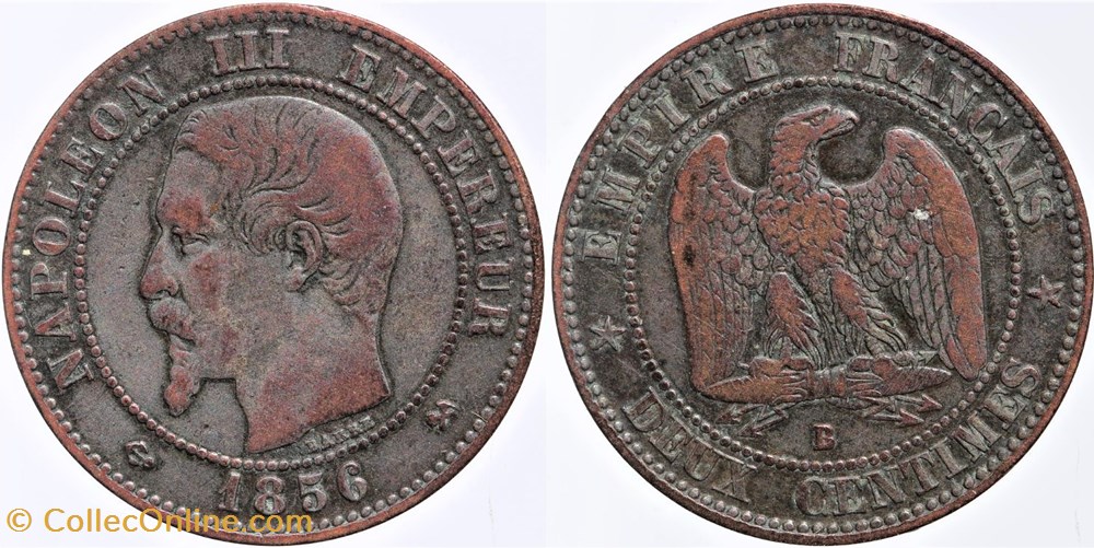 F-107 - Second Empire - 2 centimes - 1856 B monnaies monde france f 107 second empire 2 centimes 1856 b