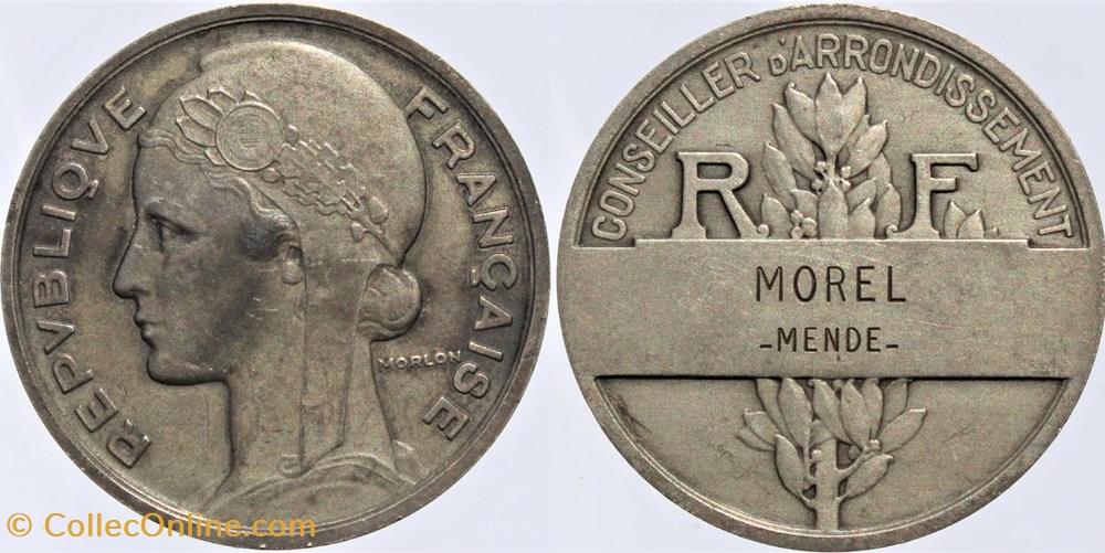 1931-1937 - Conseiller d'arrondissement medailles france 1931 1937 conseiller arrondissement
