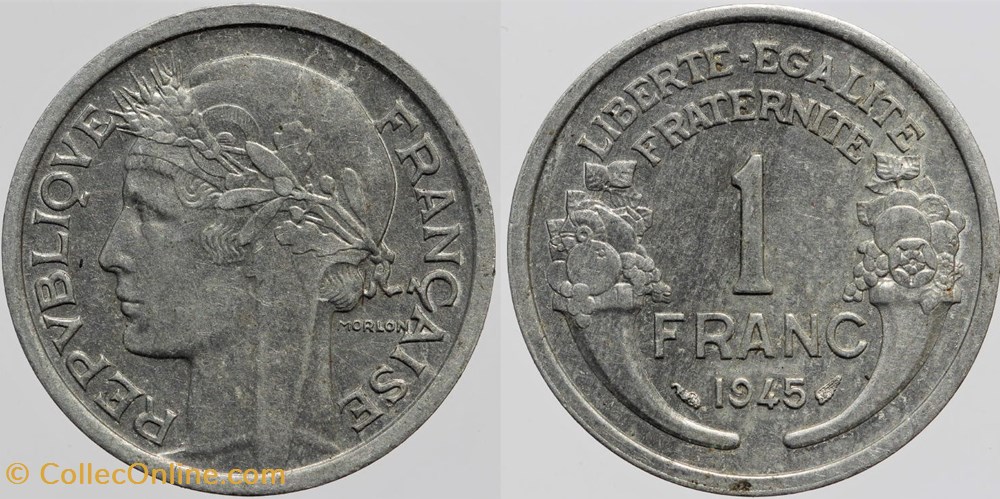 F-221 - Morlon - 1 fr. - 1945 monnaies monde france f 221 morlon 1 fr 1945
