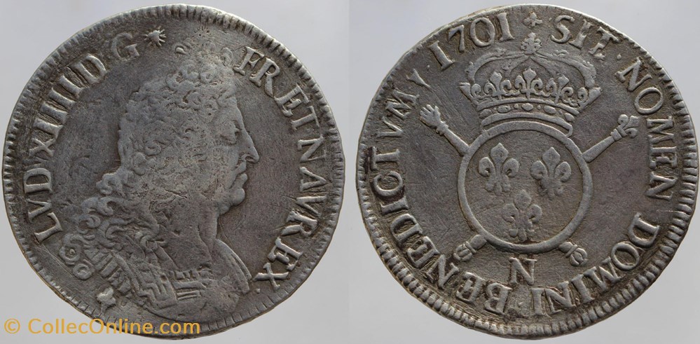 Dy 1533b - Louis XIV - Ecu - 1701, Montpellier monnaies europe medievale a france royales dy 1533b louis xiv ecu 1701 montpellier