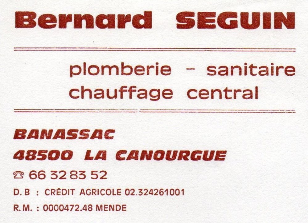Seguin Bernard (1993) documents anciens factures commerciaux seguin bernard 1993