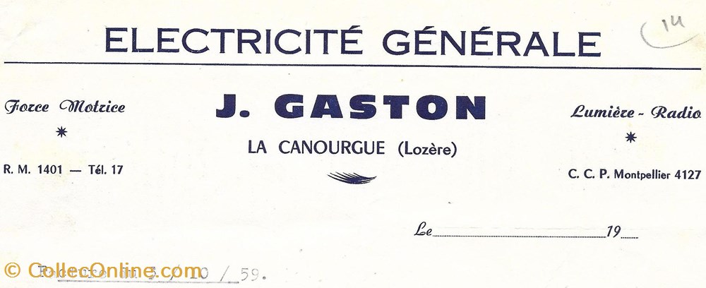 Gaston J. (1959) vieux papier facture document commerciaux gaston j 1959