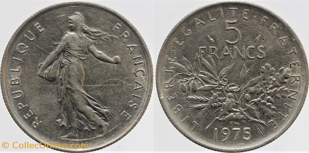 monnaies monde france f 341 roty 5 frs 1975