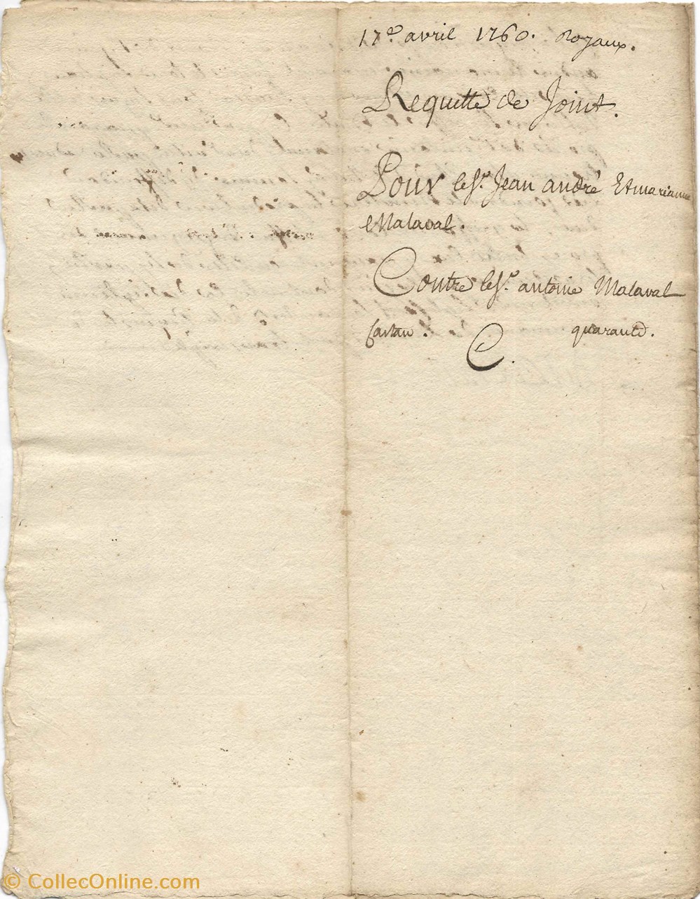 documents anciens autres 1760 requete