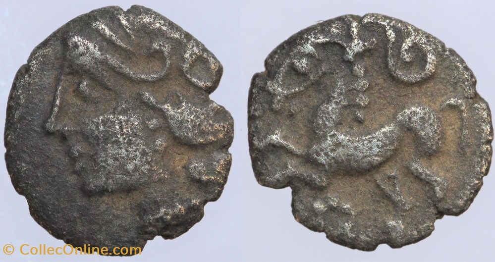monnaies antiques av jc ap celtes arvernes obole au cercle perle tete casquee