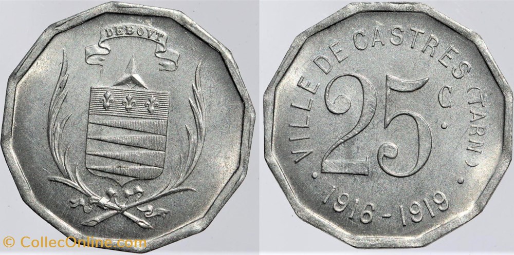 81 - Castres - 25 centimes monnaies monde france 81 castres 25 centimes