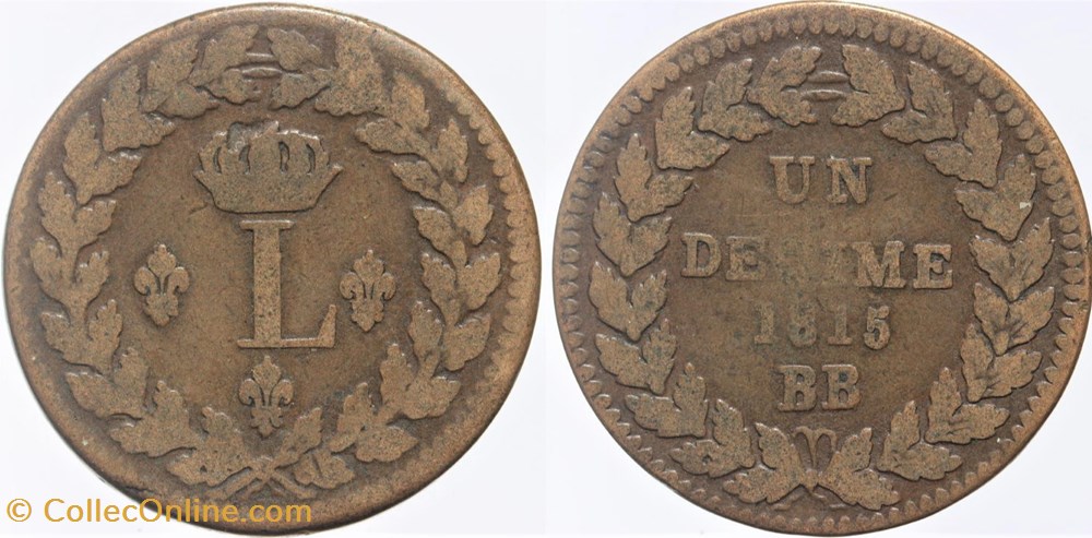 F-132 - Louis XVIII - 1 décime, 1815 Strasbourg monnaies monde france f 132 louis xviii 1 decime 1815 strasbourg
