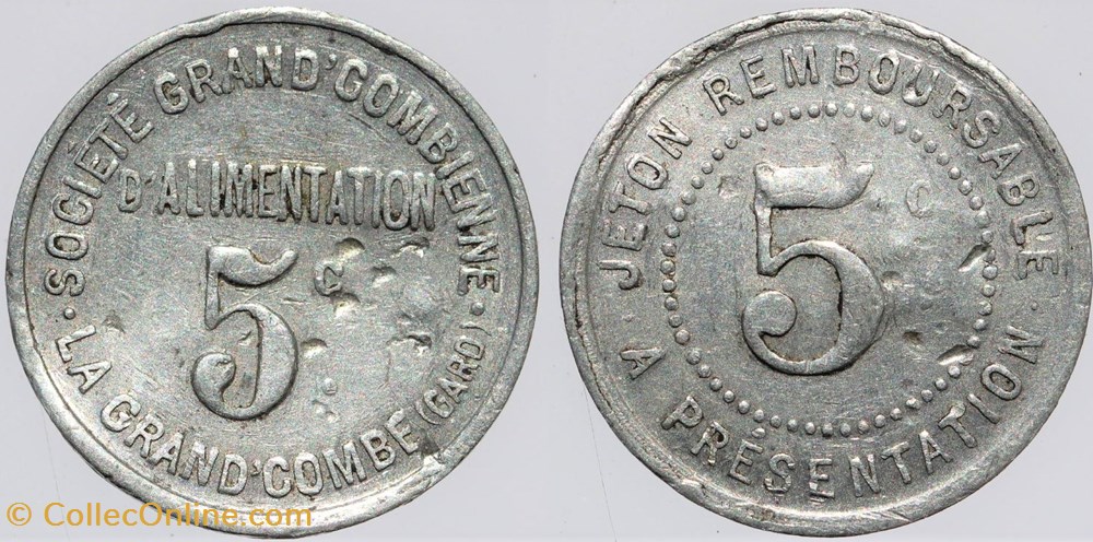 30 - La Grand-Combe - 5 centimes monnaies monde france 30 la grand combe 5 centimes
