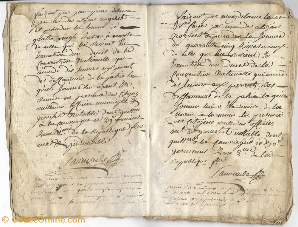 documents anciens autres 1794 carnet de recus de la canourgue an ii de la republique