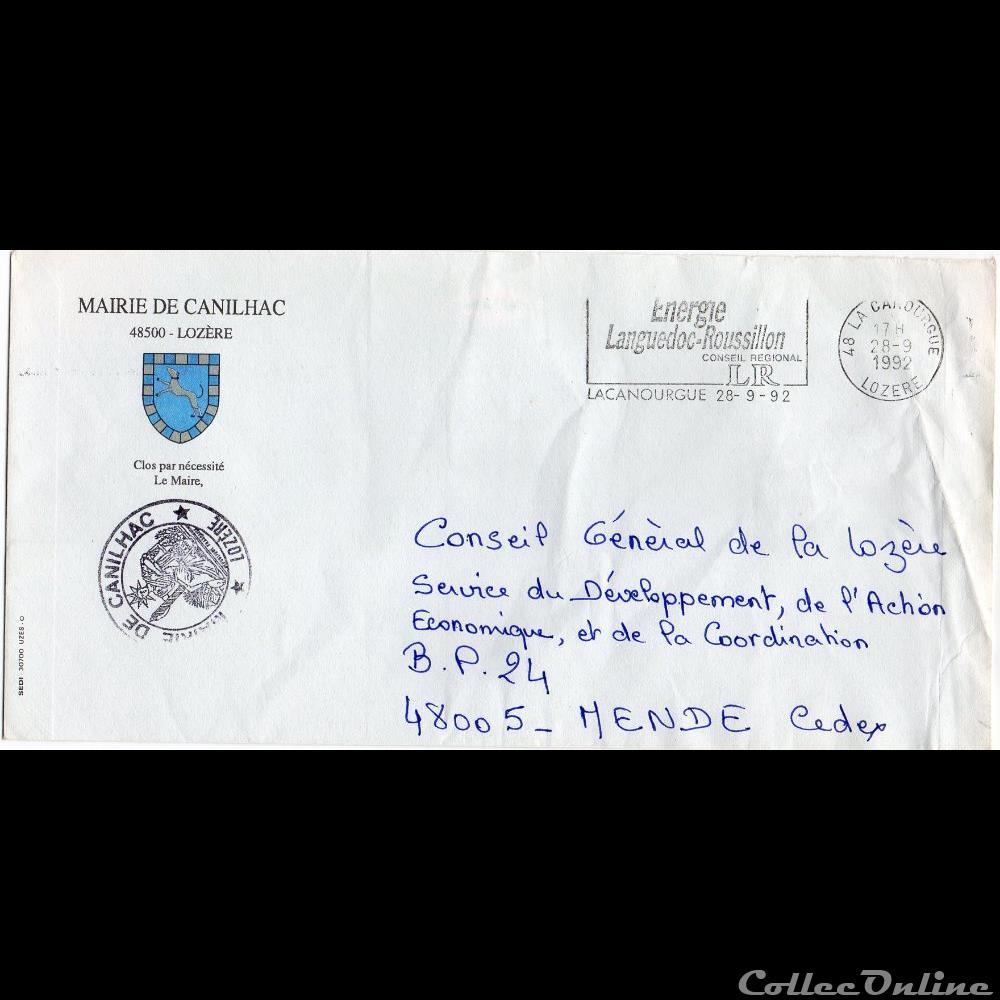1992 - La Canourgue / Energie Languedoc-Roussillon marque postale europe france 1992 la canourgue energie languedoc roussillon