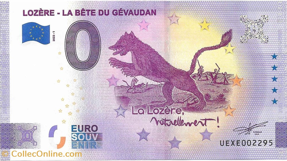 billets europe france 0 euro souvenir bete du gevaudan