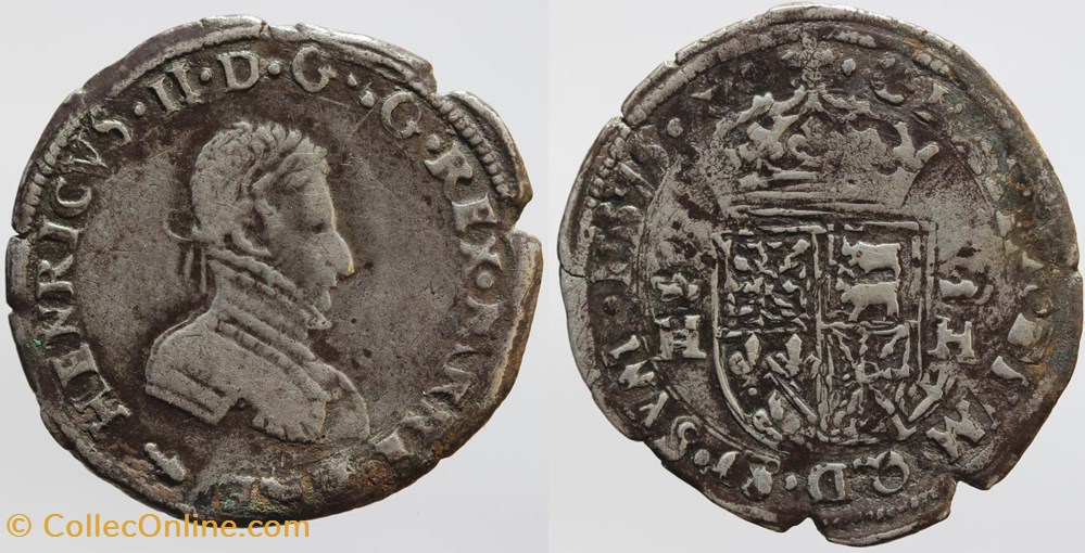 Navarre - Henri III - Demi teston, 1575 monnaies france feodales navarre henri iii demi teston 1575