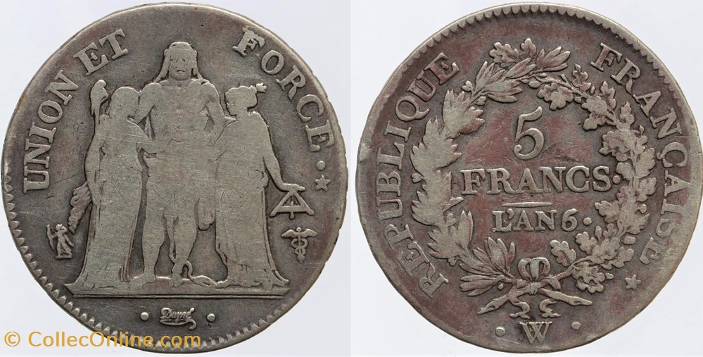 monnaies monde france f 294 directoire 5 francs an 6 5 lille