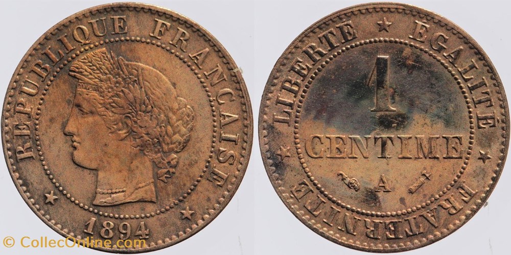 F-104 - Troisième République - Cérès - 1 c. - 1894 A monnaies monde france f 104 troisieme republique ceres 1 c 1894 a