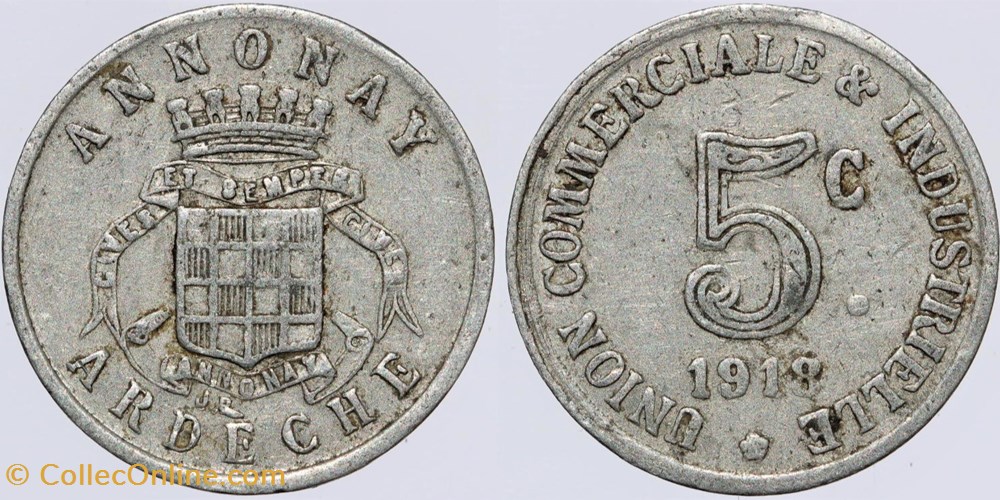 07 - Annonay - 5 centimes monnaies monde france 07 annonay 5 centimes