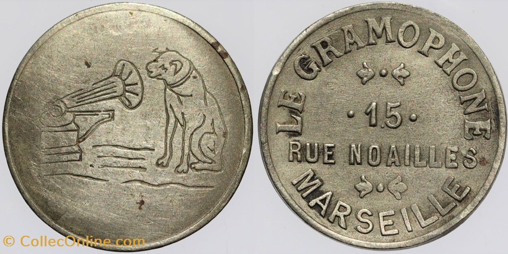 13 - Marseille - Jeton Gramophone monnaies monde france 13 marseille jeton gramophone