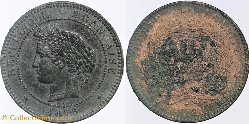 F-135 - Troisième République - Cérès - 10 c. - 1873 K monnaies monde france f 135 troisieme republique ceres 10 c 1873 k