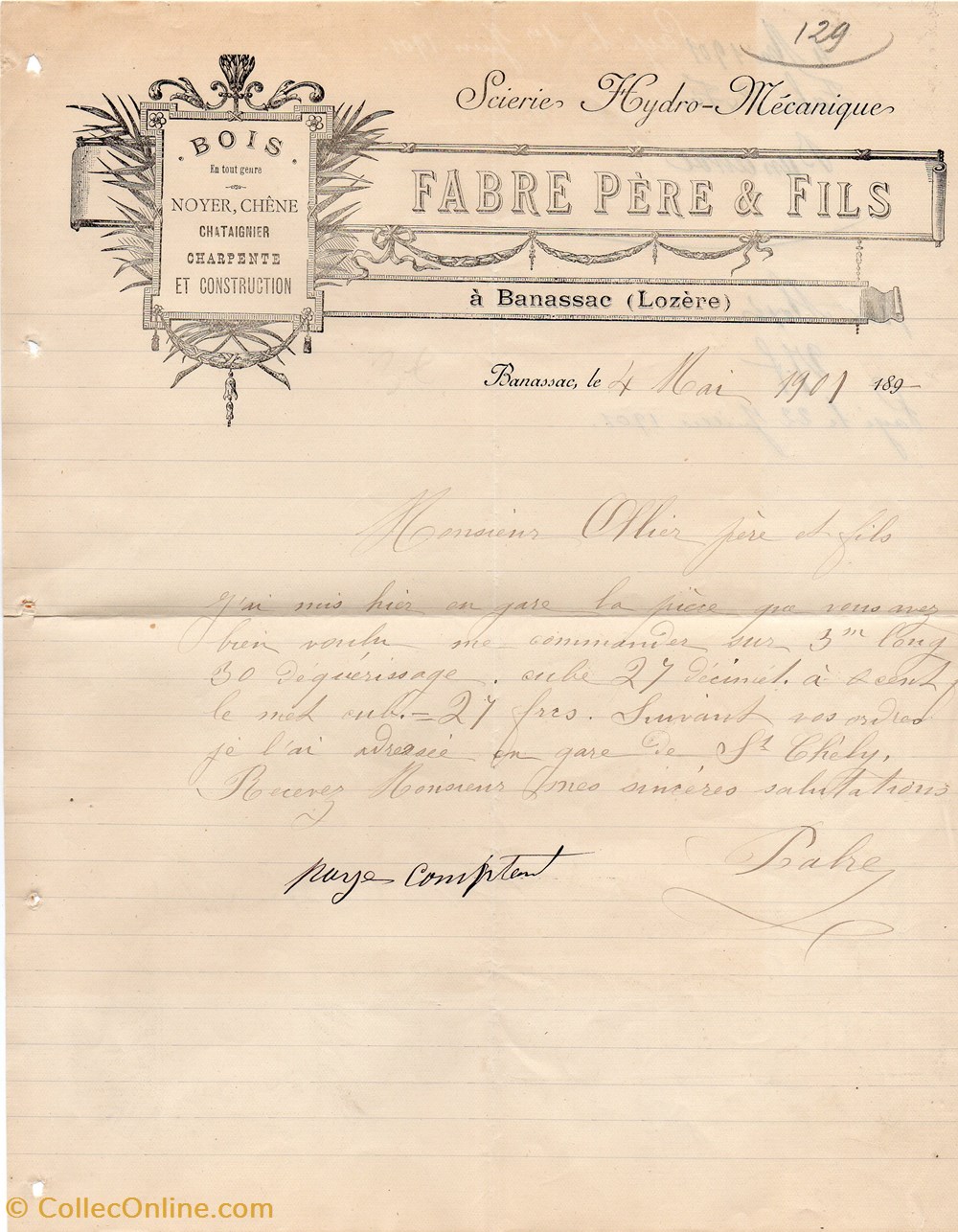 Fabre (1901) documents anciens factures commerciaux fabre 1901