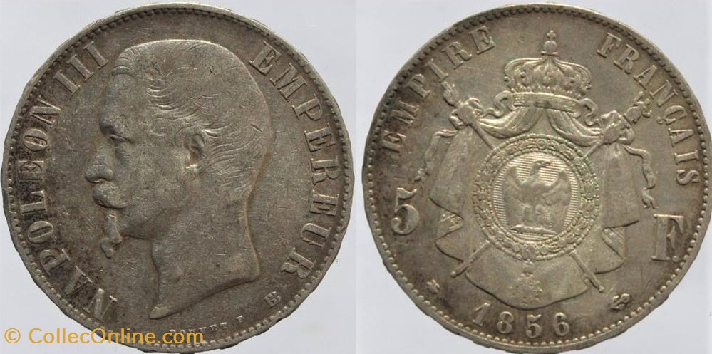 F-330 - Second Empire - 5 francs - 1856 BB monnaies monde france f 330 second empire 5 francs 1856 bb
