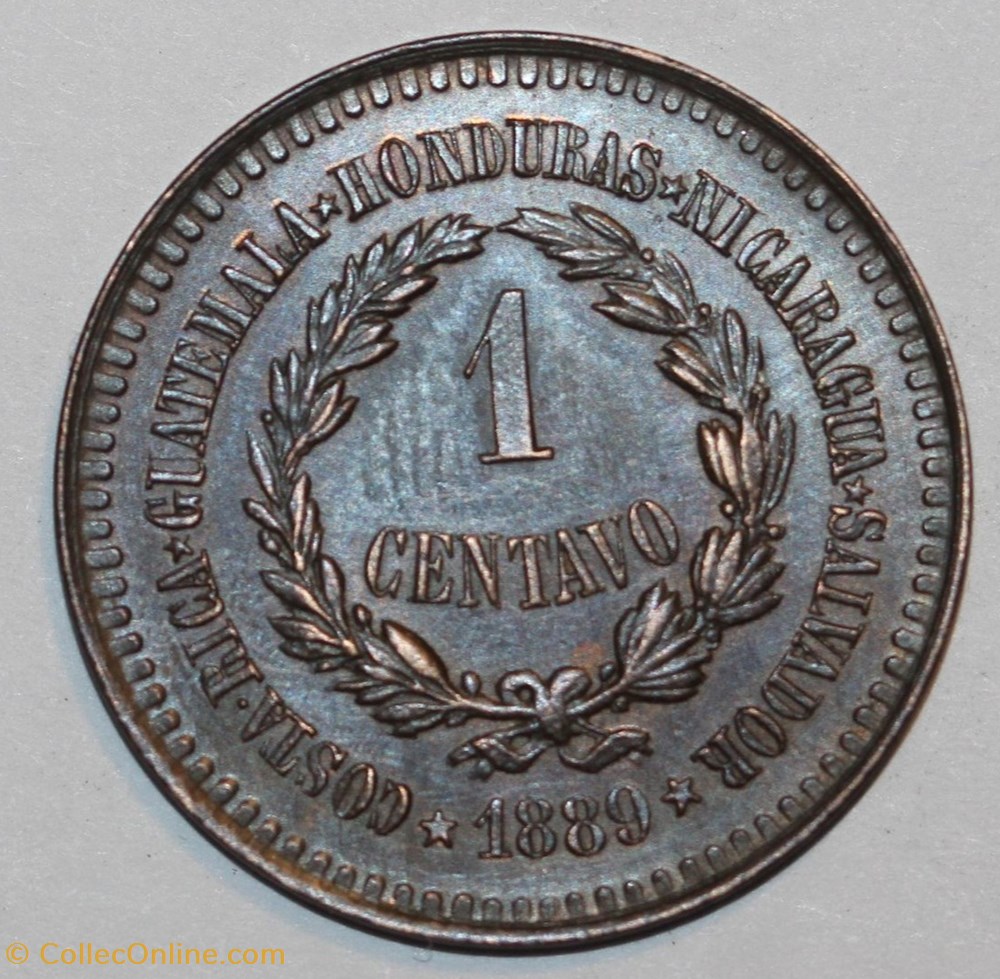 Union Central Américain, essai, 1 centavo, 1889. monnaies monde union central americain essai 1 centavo 1889
