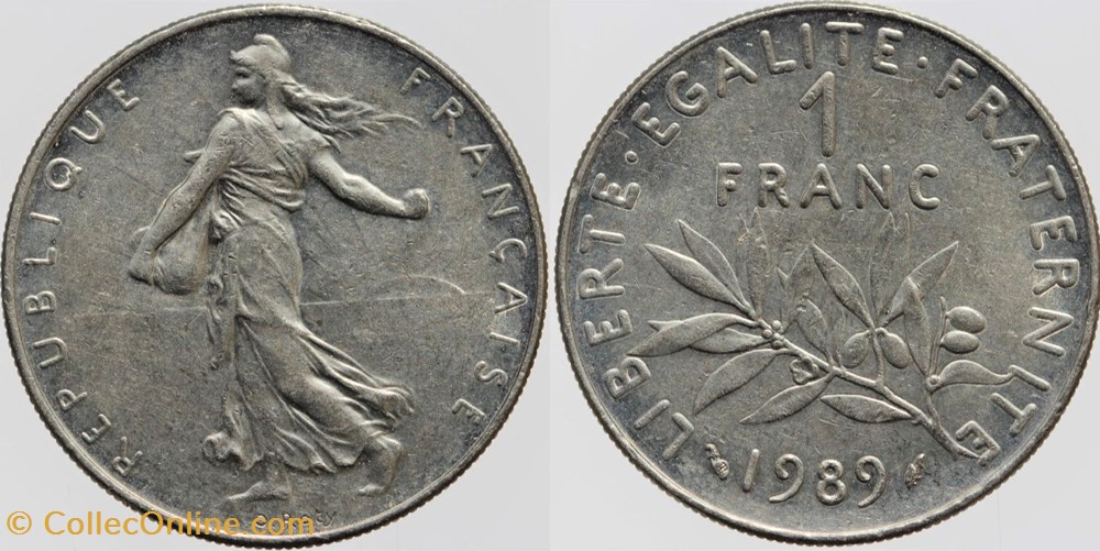 monnaies monde france f 226 roty 1 fr 1989