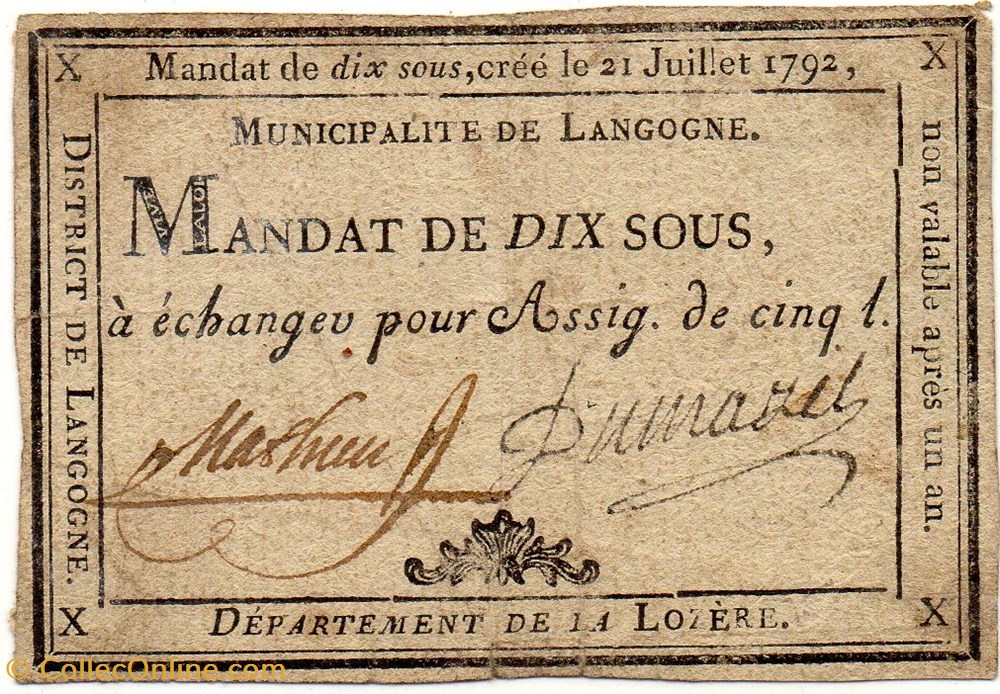 billets europe france billet de confiance langogne lozere 10 sous
