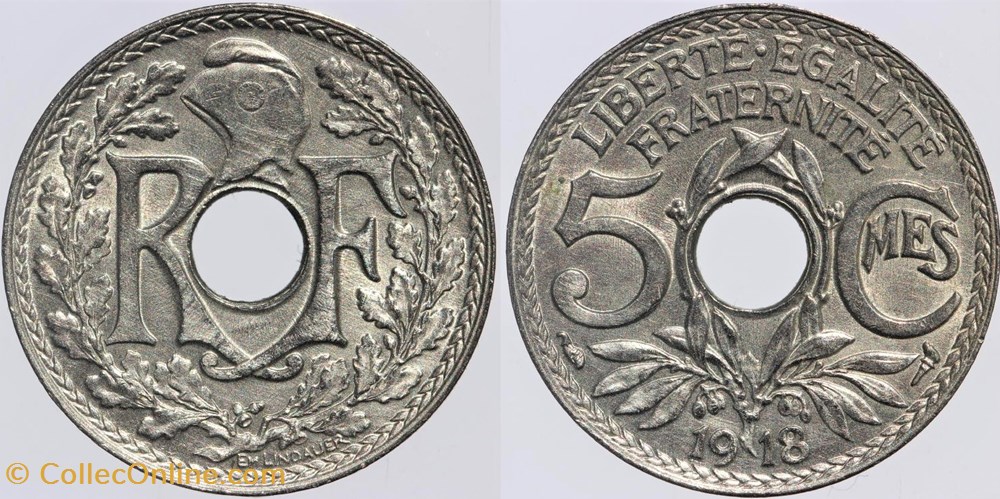 F-121 - Lindauer - 5 c. - 1918 monnaies monde france f 121 lindauer 5 c 1918
