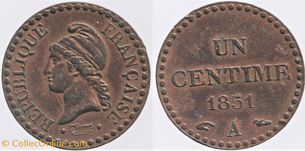 F-101 - Seconde République - 1 centime Dupré - 1851 Paris monnaies monde france f 101 seconde republique 1 centime dupre 1851 paris