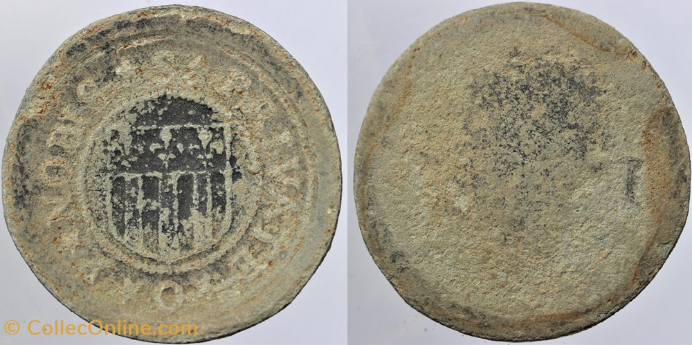 Méreau de l'Evêché de Mende (revers sur plomb) monnaies paranumismatique jetons poids mereaux mereau de eveche de mende revers sur plomb