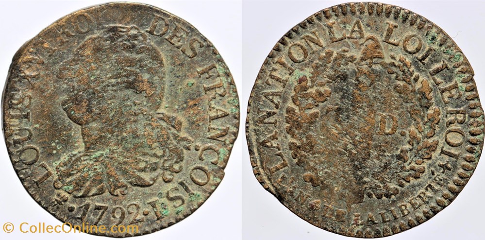 R-30 - Louis XVI - 3 deniers - 1792, Limoges monnaies europe medievale a france royales r 30 louis xvi 3 deniers 1792 limoges