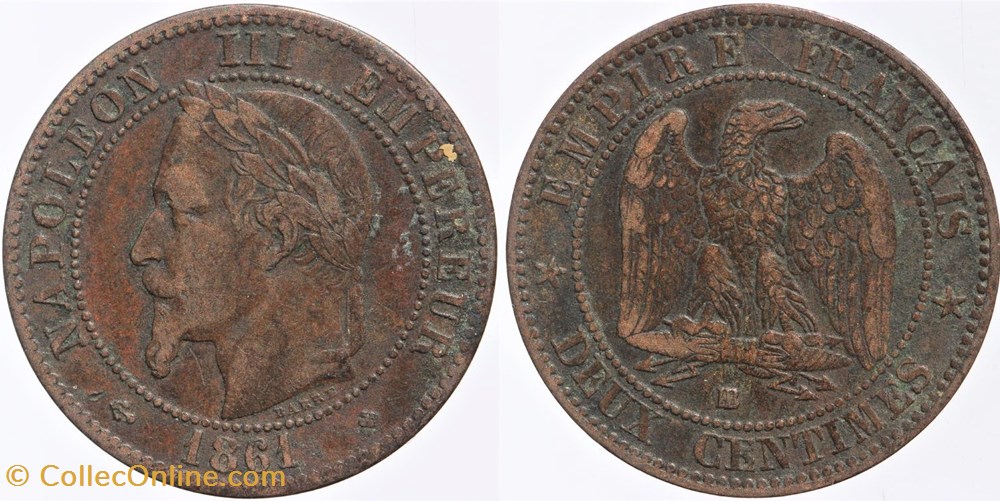 F-108 - Second Empire - 2 centimes - 1861 BB monnaies monde france f 108 second empire 2 centimes 1861 bb
