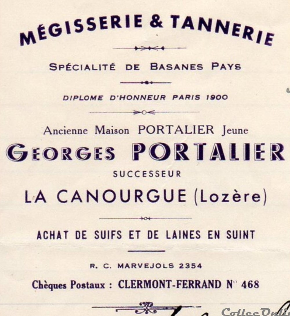 Portalier Georges (1938) documents anciens factures commerciaux portalier georges 1938