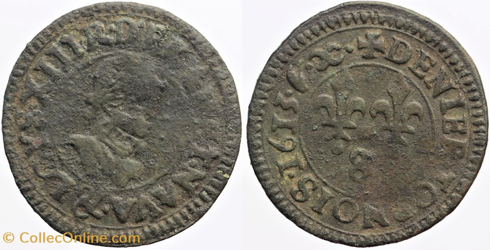 monnaies europe medievale france royales dy 1359 louis xiii denier tournois 1613 aix