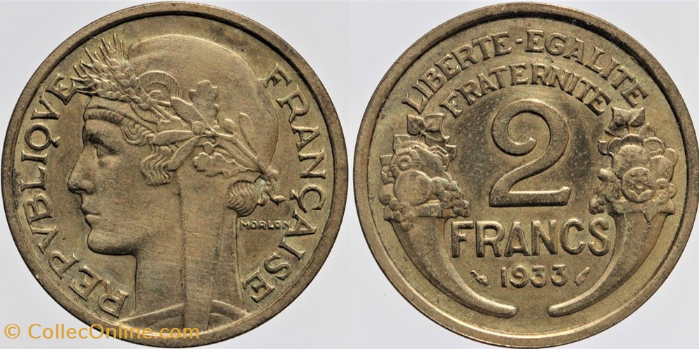 F-268 - Morlon - 2 frs. - 1933 gros 2 monnaies monde france f 268 morlon 2 frs 1933 gros 2