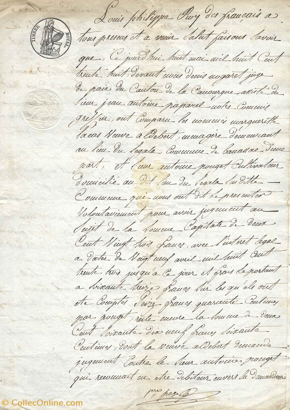 1838 - Jugement documents anciens autres 1838 jugement