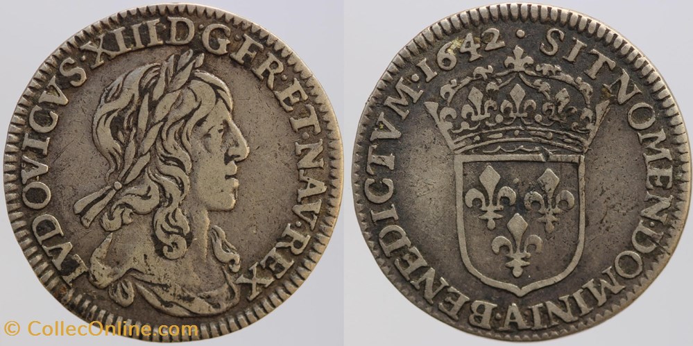 Dy 1348 - Louis XIII - 1/12 d'écu - 1642, Paris monnaies europe medievale france royales dy 1348 louis xiii 1 12 ecu 1642 paris