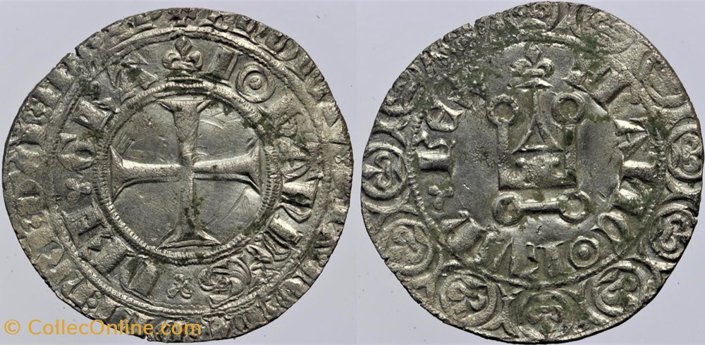 Dy 0309a - Jean II - Gros blanc au châtel fleurdelisé monnaies europe medievale france royales dy 0309a jean ii gros blanc au chatel fleurdelise