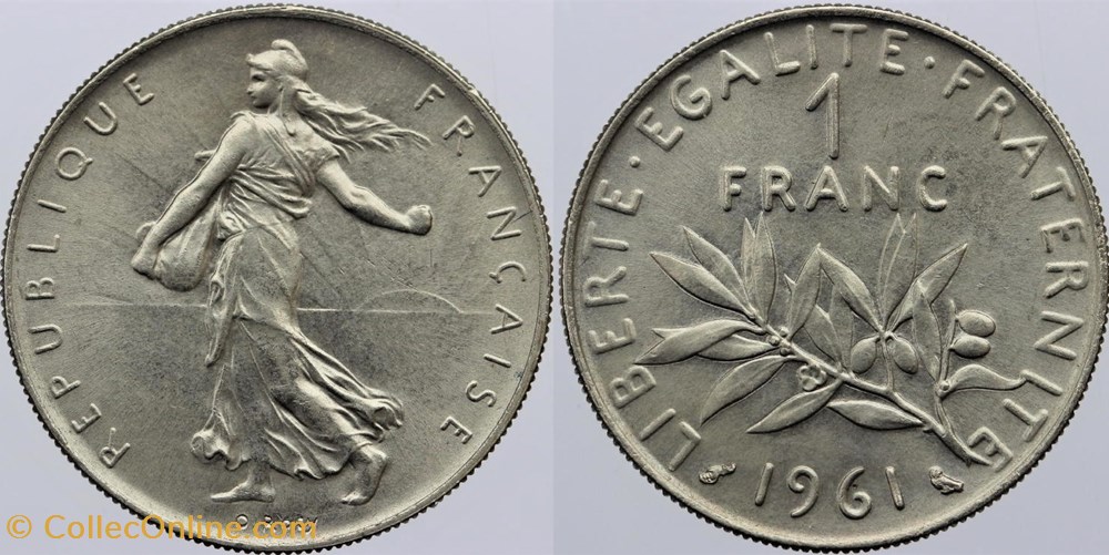 F-226 - Roty - 1 fr. - 1961 monnaies monde france f 226 roty 1 fr 1961
