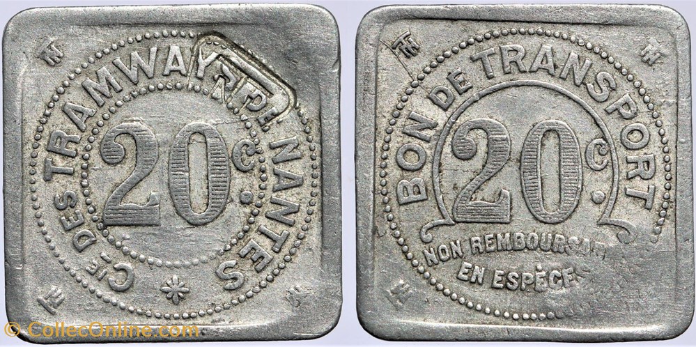 44 - Nantes - Tramway - 20 centimes monnaies monde france 44 nantes tramway 20 centimes