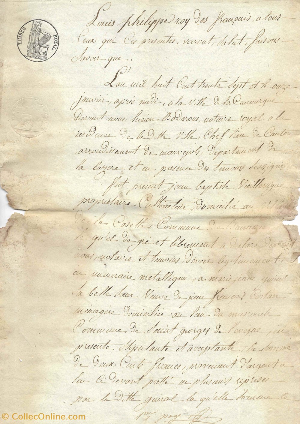 1837 - Obligation documents anciens autres 1837 obligation