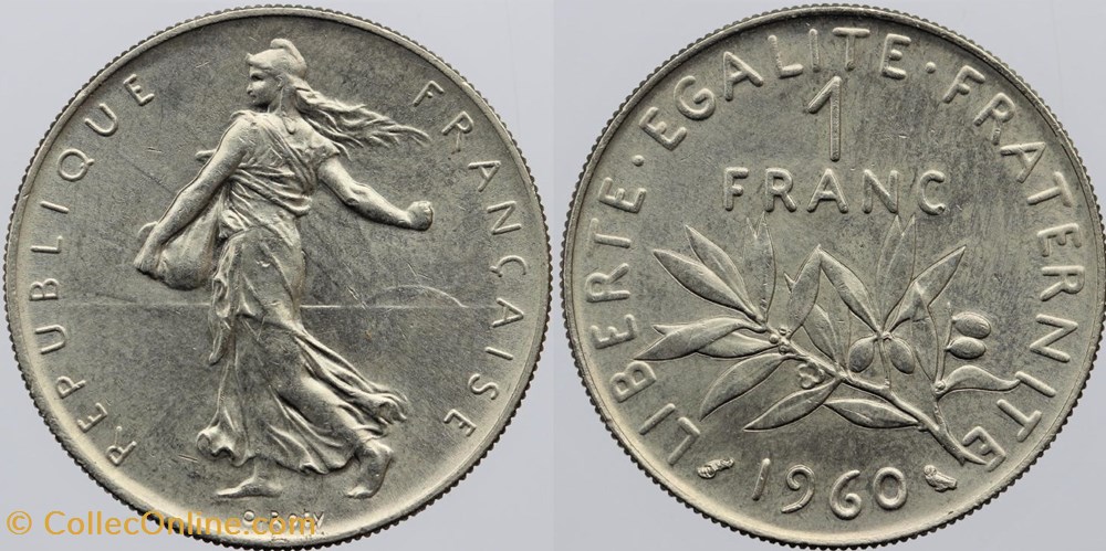 F-226 - Roty - 1 fr. - 1960 monnaies monde france f 226 roty 1 fr 1960