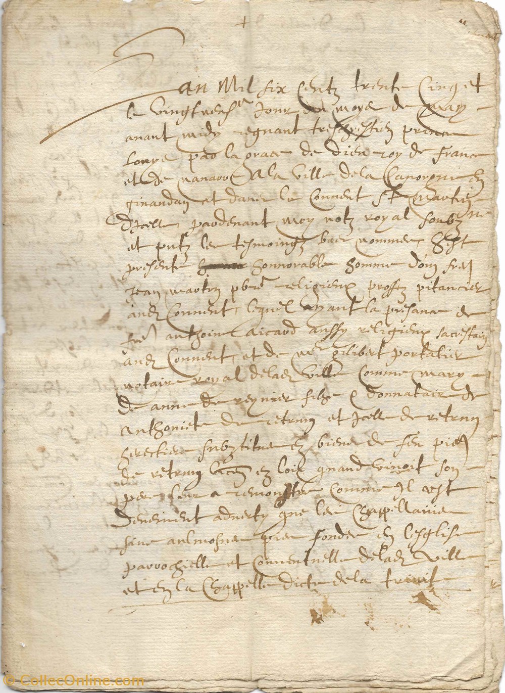 documents anciens autres 1635 concerne la chapelle de la trinite de eglise de la canourgue