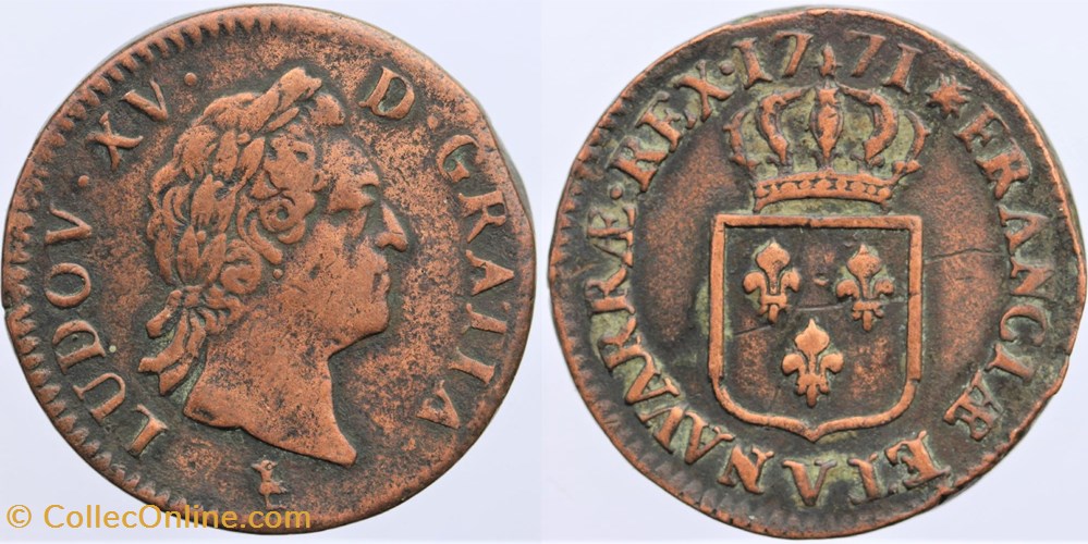Dy 1699 - Louis XV - Sol - 1771, Troyes monnaies europe medievale a france royales dy 1699 louis xv sol 1771 troyes
