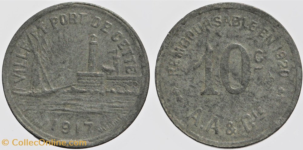 34 - Sète - 10 centimes monnaies monde france 34 sete 10 centimes