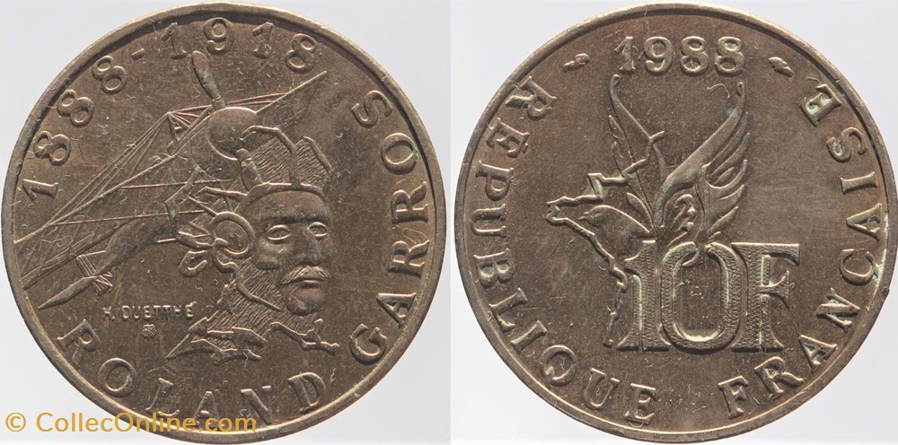 monnaies monde france f 372 roland garros 10 frs 1988 tranche b
