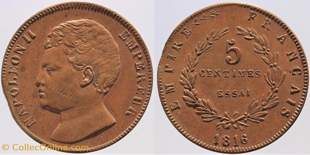 1816 - Napoleon II - Essai - 5 centimes, 1816 monnaies monde france 1816 napoleon ii essai 5 centimes 1816