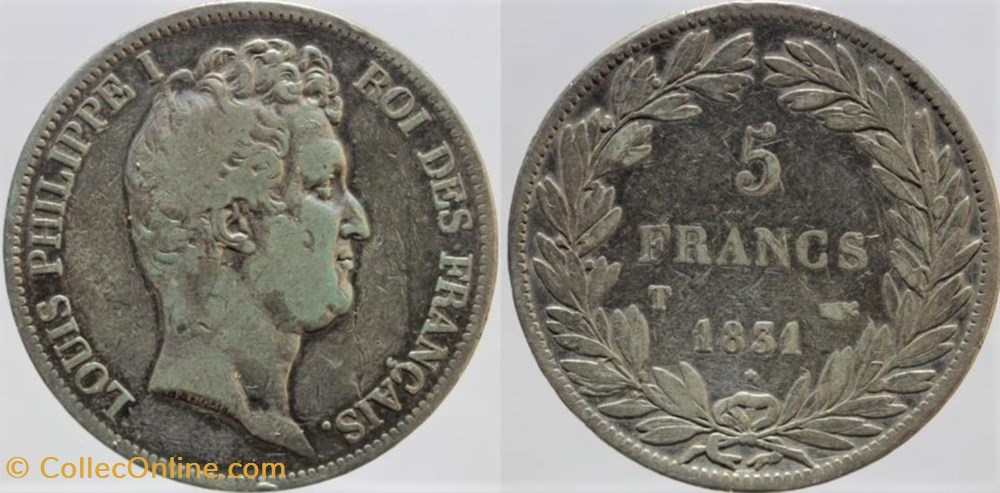F-315 - Louis Philippe I - 5 francs - 1831 T monnaies monde france f 315 louis philippe i 5 francs 1831 t