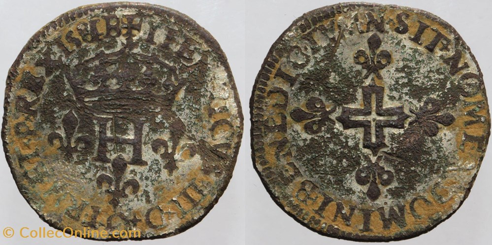 monnaies europe medievale a france royales dy 1136 henri iii double sol 1581 montpellier