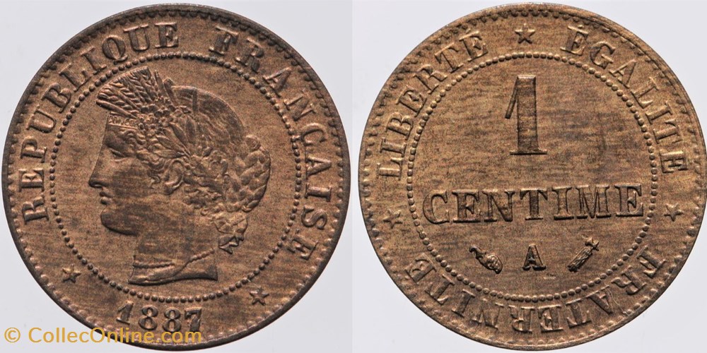 F-104 - Troisième République - Cérès - 1 c. - 1887 A monnaies monde france f 104 troisieme republique ceres 1 c 1887 a