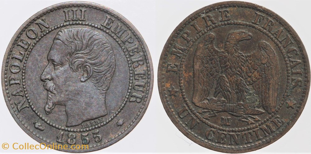 F-102 - Second Empire - 1 centime - 1855 MA monnaies monde france f 102 second empire 1 centime 1855 ma